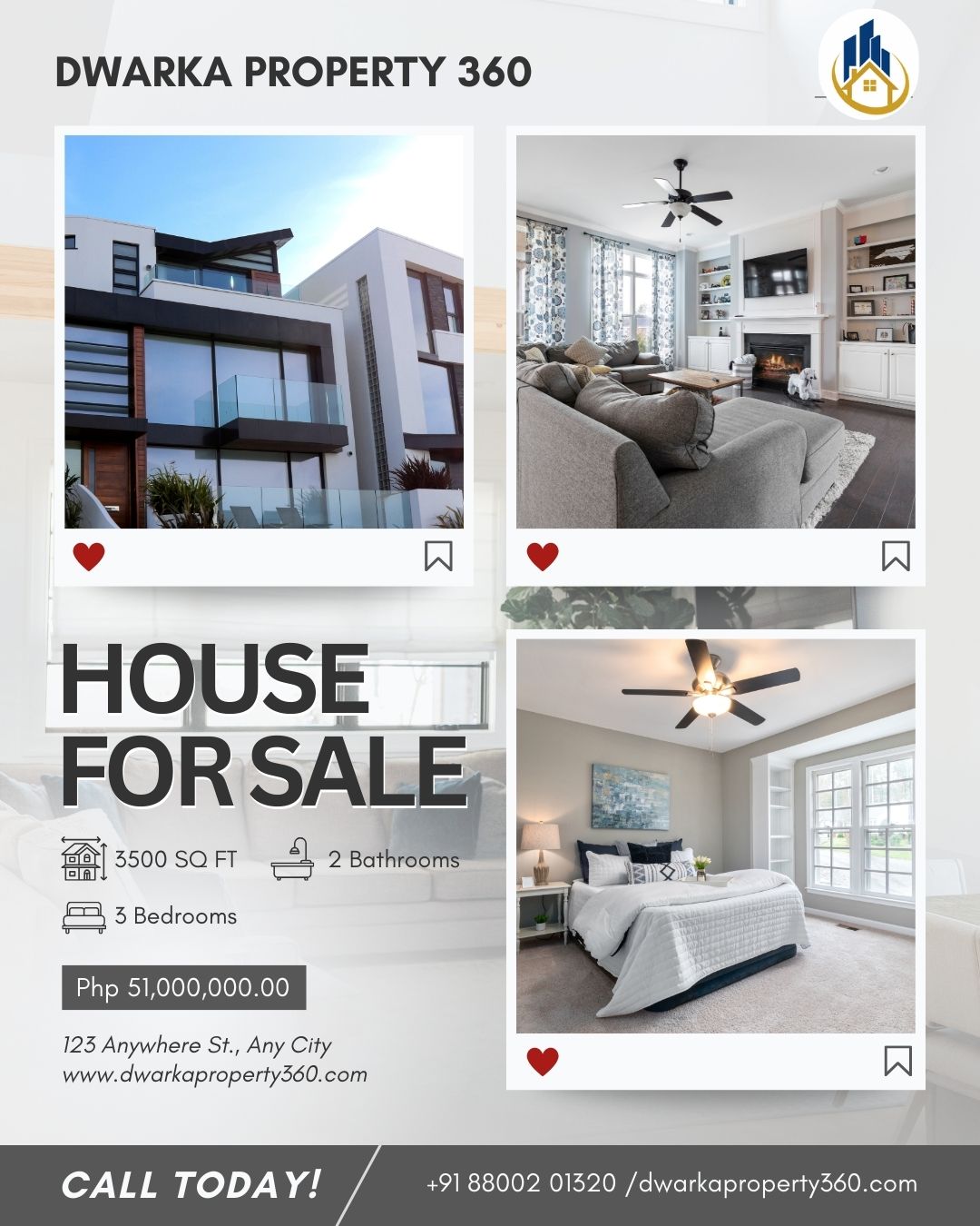 Spacious 3BHK flat interior in Dwarka Delhi with modern living room